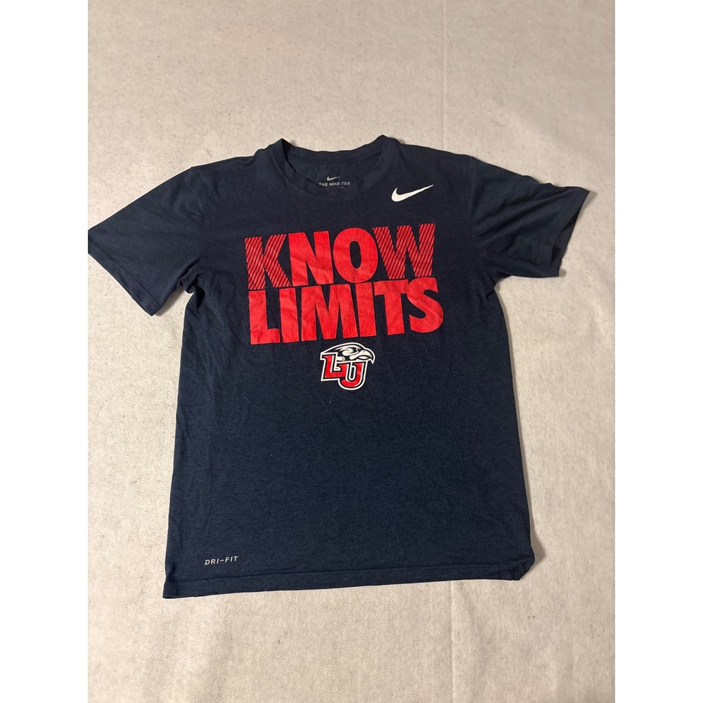 Nike Dri-FIT T-Shirt Mens Small Navy Blue Excellent Know Limits Liberty Univ